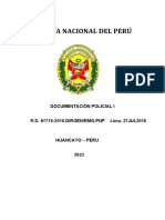 Policía Nacional Del Perú: Documentación Policial I R.D. N°776-2016-DIRGEN/EMG-PNP Lima, 27JUL2016