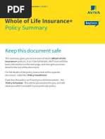 Whole of Life Insurance+: Policy Summary