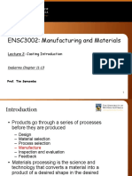 ENSC3002: Manufacturing and Materials: Lecture 2: Casting Introduction