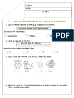 Avaliação PORTUUES 2º Ano Abril