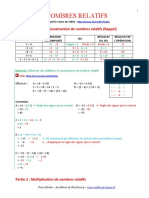 Nombres Relatifs: Partie 1: Addition Et Soustraction de Nombres Relatifs (Rappel)