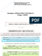 Disciplina: Operações Unitárias I Código: 1709027