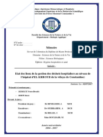 Etat Des Lieux de La Gestion Des Déchets Hospitaliers Au Niveau de L'hôpital d'EL KHROUB de La Wilaya de Constantine) PDF