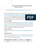 Modelo Contrato Social de Constituição de Sociedade Simples Unipessoal