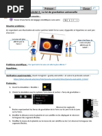 Nom Prénom Act 4 Loi de Gravitation