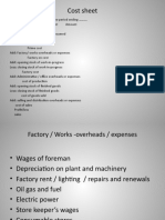 Cost Sheet