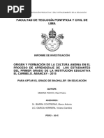 Origen y Formacion de La Cultura Andina - Tesis PDF