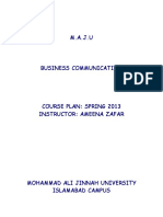 Business Communication Outline Spring 2013