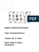 Engineering Drawing - Fastening Devices Research Paper