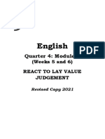 Q4 English 9 Module 4 React To Lay Value Judgement FINAL PDF