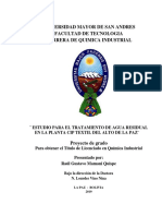 2019, Estudio para El Tratamiento de Agua Residual en La Planta CIP Textil Del Alto de La Paz PDF