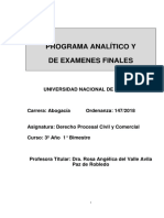 Programa de Derecho Procesal Civil y Comercial - Plan 147