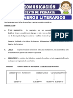 Los Generos Literarios para Sexto de Primaria PDF