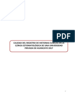 Calidad Del Registro de Historias Clínicas en La Clínica Estomatológica de Una Universidad Privada de Huancayo 2017