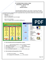 Examples:: Amity International School, Noida Worksheet: Prepositions Class: Vii SESSION: 2023-24