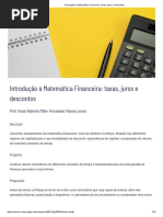 TEMA 1 - Introdução À Matemática Financeira - Taxas, Juros e Descontos PDF