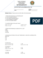 1st Quarter Summative Test Math7