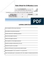 Input Data Sheet For E-Mastery Level of The Learning Competencies