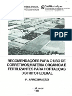 Recomendações para o Uso de o Uso de Corretivos, Matéria Orgânica e Fertilizantes para Hortaliças DF 1° Aproximação PDF