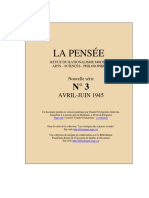 LA PENSEE Revue Du Rationalisme Moderne Art Sciences Philosophie Nouvelle Serie N 3 PDF