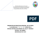 Prevención de Parasitosis Intestinal en Los Niños y Las Niñas de La Escuela El Valle... Proyecto Nuevo