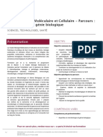 Master Biologie Moléculaire Et Cellulaire - Parcours - Microbiologie Et Génie Biologique