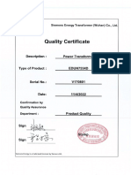 Installation and Operating Manual For Transformer