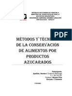 Métodos y Técnicas de La Conservación de Alimentos Por Productos Azucarados