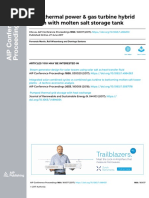 Solar Thermal Power & Gas Turbine Hybrid Design With Molten Salt Storage Tank