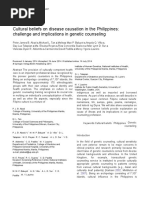 Cultural Beliefs On Disease Causation in The Philippines