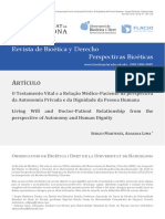 O Testamento Vital e A Relação Médico-Paciente Na Perspectiva Da Autonomia Privada e Da Dignidade Da Pessoa Humana