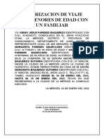 Autorizacion de Viaje para Menor de Edad Con Un Familiar