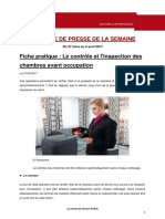 La Revue de Presse de La Semaine: Fiche Pratique: Le Contrôle Et L'inspection Des Chambres Avant Occupation