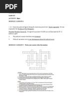 Activity Crossword