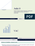 Aula 13 - VAC e Funções de Distribuição de Probabilidade