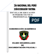 Silabo Documentacion Policial I 3er Semestre