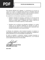 Politica de PESV Servicios Arcom 2021