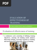 Evaluation of Effectiveness of Training