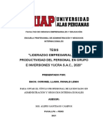 Tesis - LiderazgoEmpresarial - Productividad - Personal - Inversiones Yucra SAC