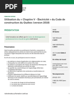 UdeS-Formation-716-Utilisation Du Chapitre V - Electricite Du Code de Construction Du Quebec Version 2018