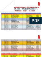 Fixtures National Secondary School Football Boys Championship 2023