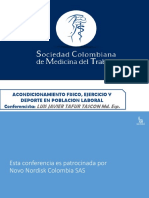 Acondicionamiento Fisico Ejericio Deporte en Poblacion Laboral. Dr. Luis Javier Tafur