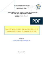 GENIE MINERAL - Monographie Des Gisements Aurifères de Madagascar