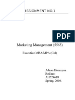 Marketing Management (5565) : Assignment No.1