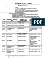 Teaching Experience Log