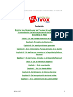 Bolivia: Ley Orgánica de Las Fuerzas Armadas de La Nación "Comandantes de La Independencia de Bolivia", 30 de Diciembre de 1992