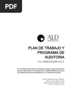 Plan de Trabajo y Programa de Auditoria Ed Ingeotecnia S.A.S.