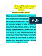 Contexto Geopolítico Mundial y Soberania para La Independencia Del Pueblo.