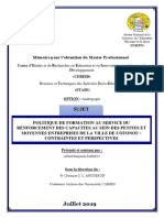 Politique de Formation Au Service Du Renforcement Des Capacités Au Sein Des Entreprises