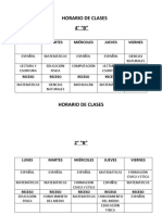 Plantilla de Horario de Clases